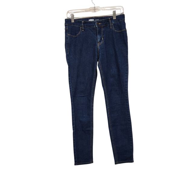Old Navy Super Skinny Leg Tapered Jeans Blue Denim Dark Wash Pockets Size 6 - Picture 1 of 7